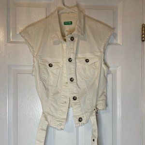 White denim vest